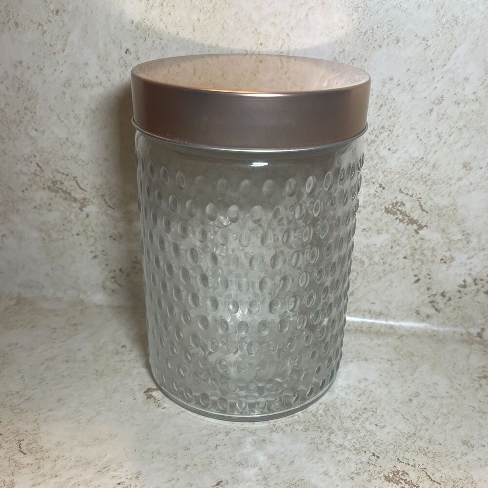 Copper Screw Lid Hobnail Pattern Glass Canister